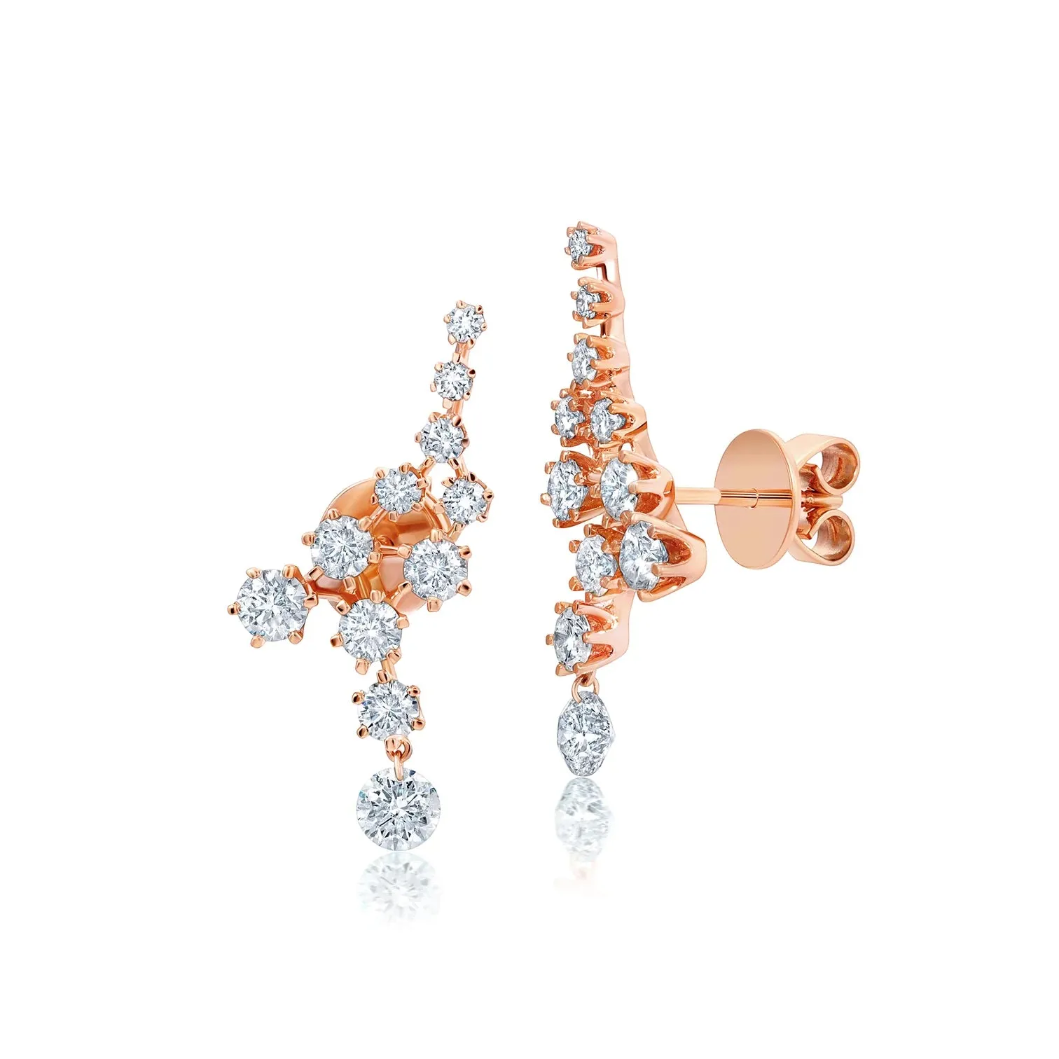 Floating Diamond Ear Climbers