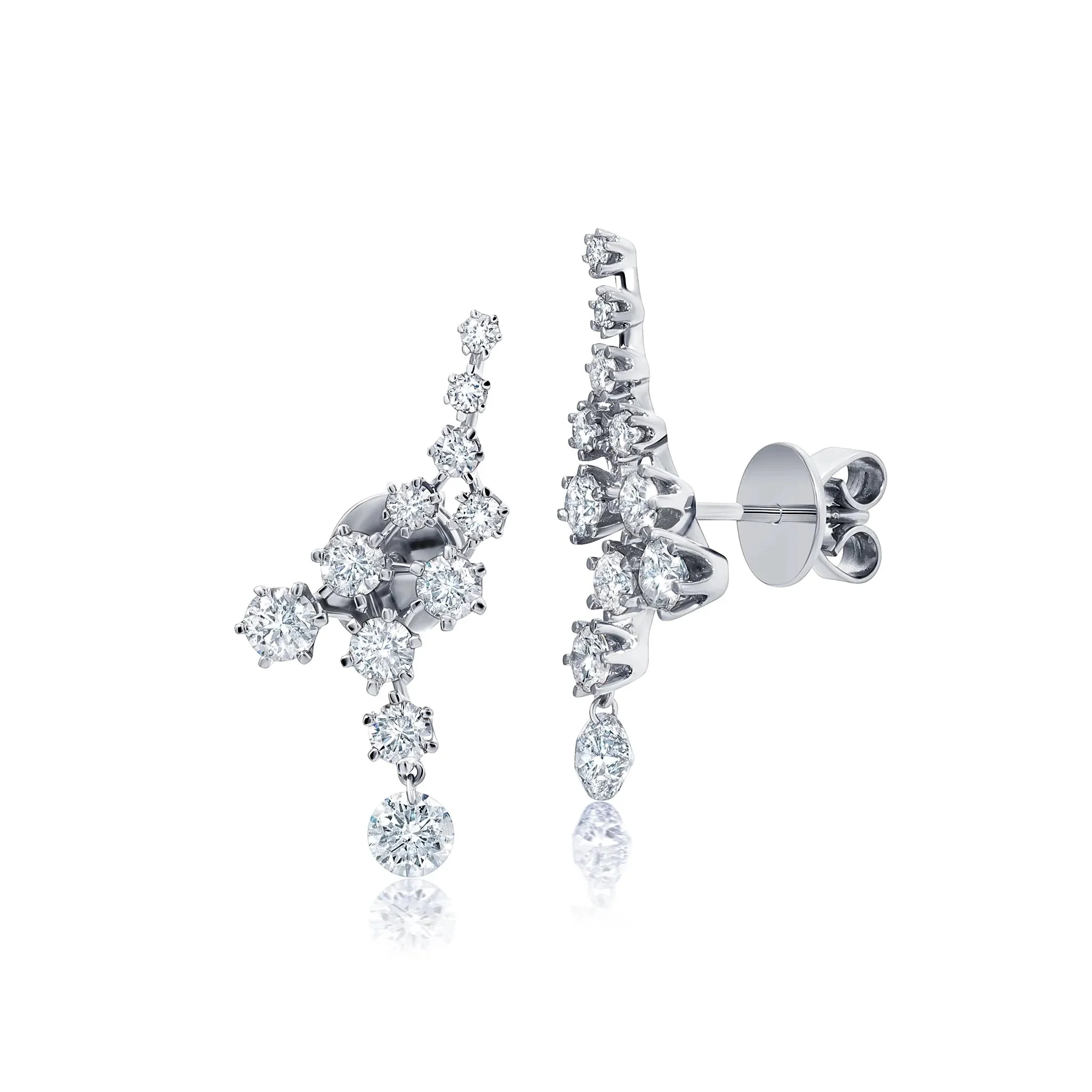 Floating Diamond Ear Climbers