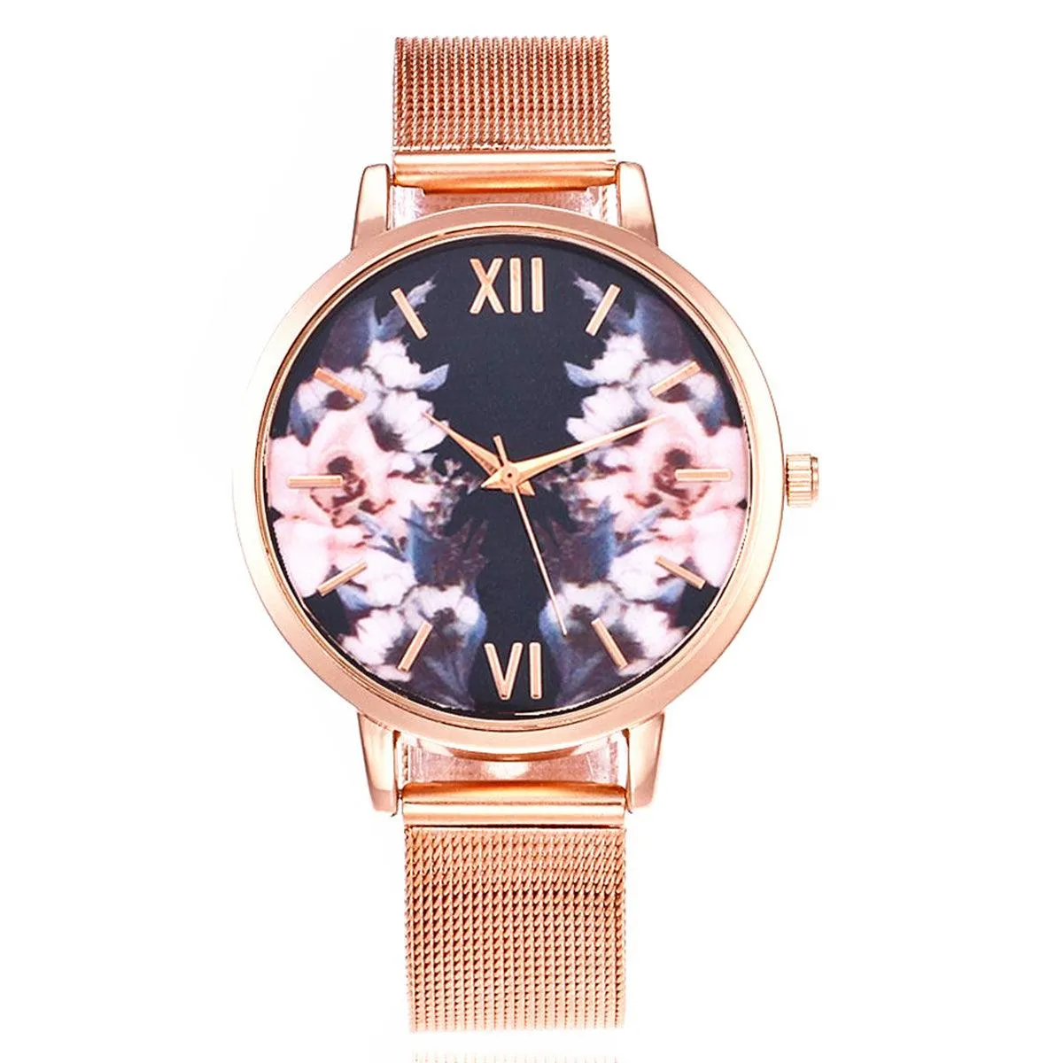 FLORAL & FRIENDS METAL MESH BAND WATCH