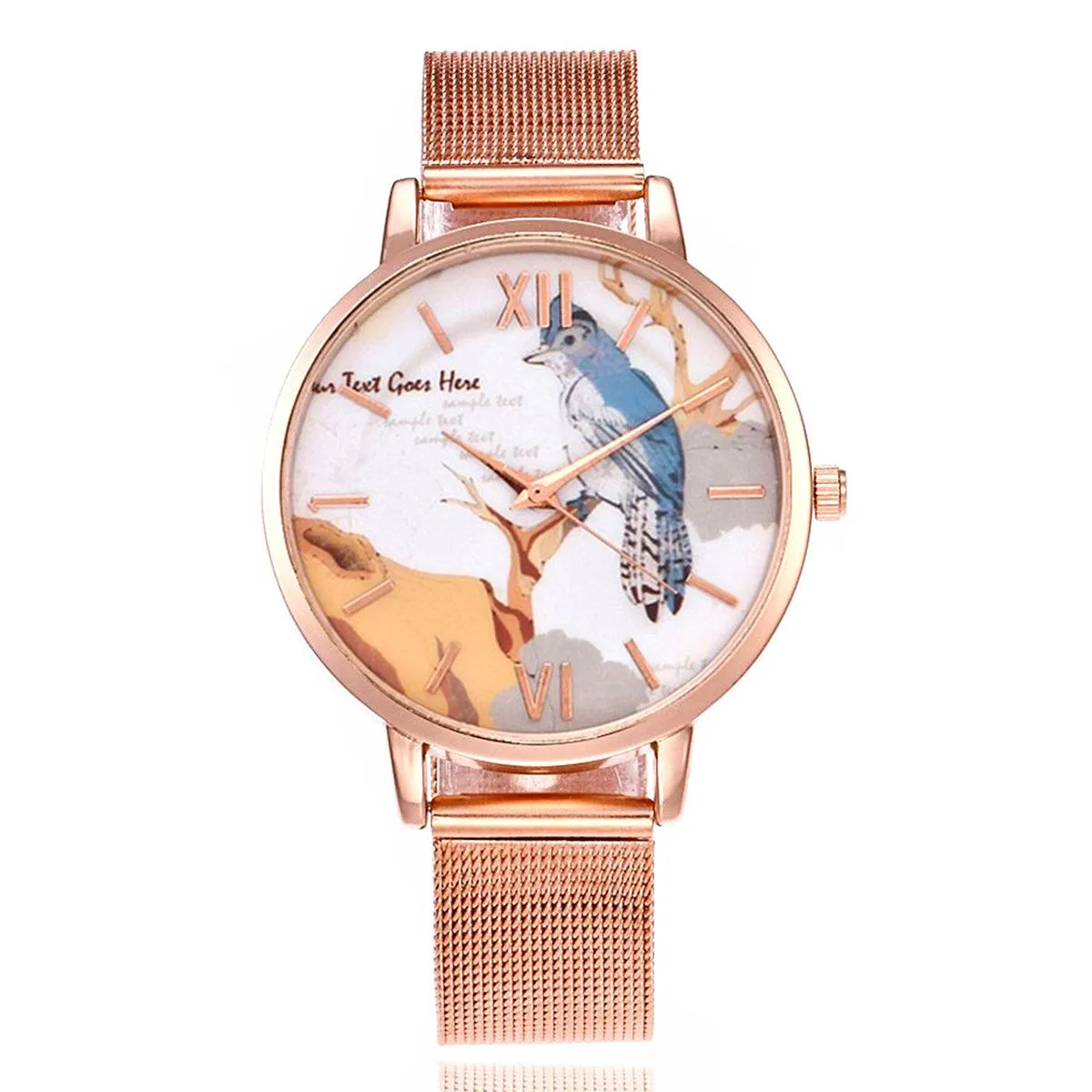 FLORAL & FRIENDS METAL MESH BAND WATCH