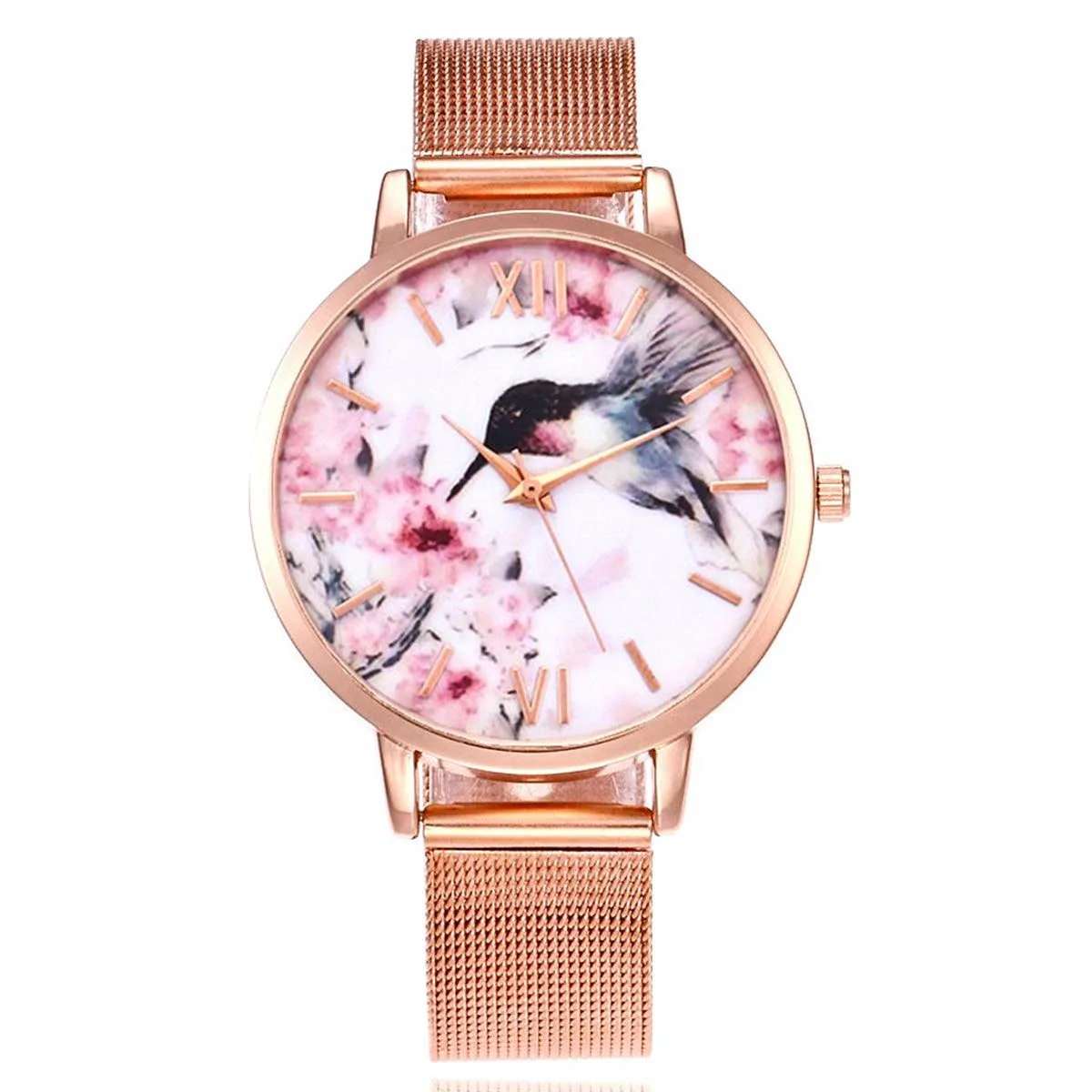 FLORAL & FRIENDS METAL MESH BAND WATCH