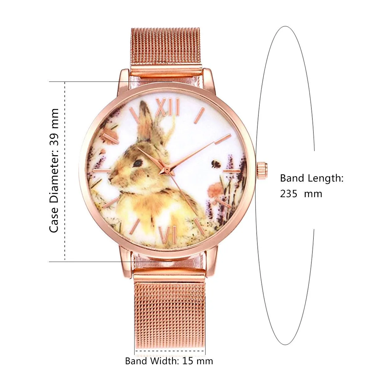 FLORAL & FRIENDS METAL MESH BAND WATCH