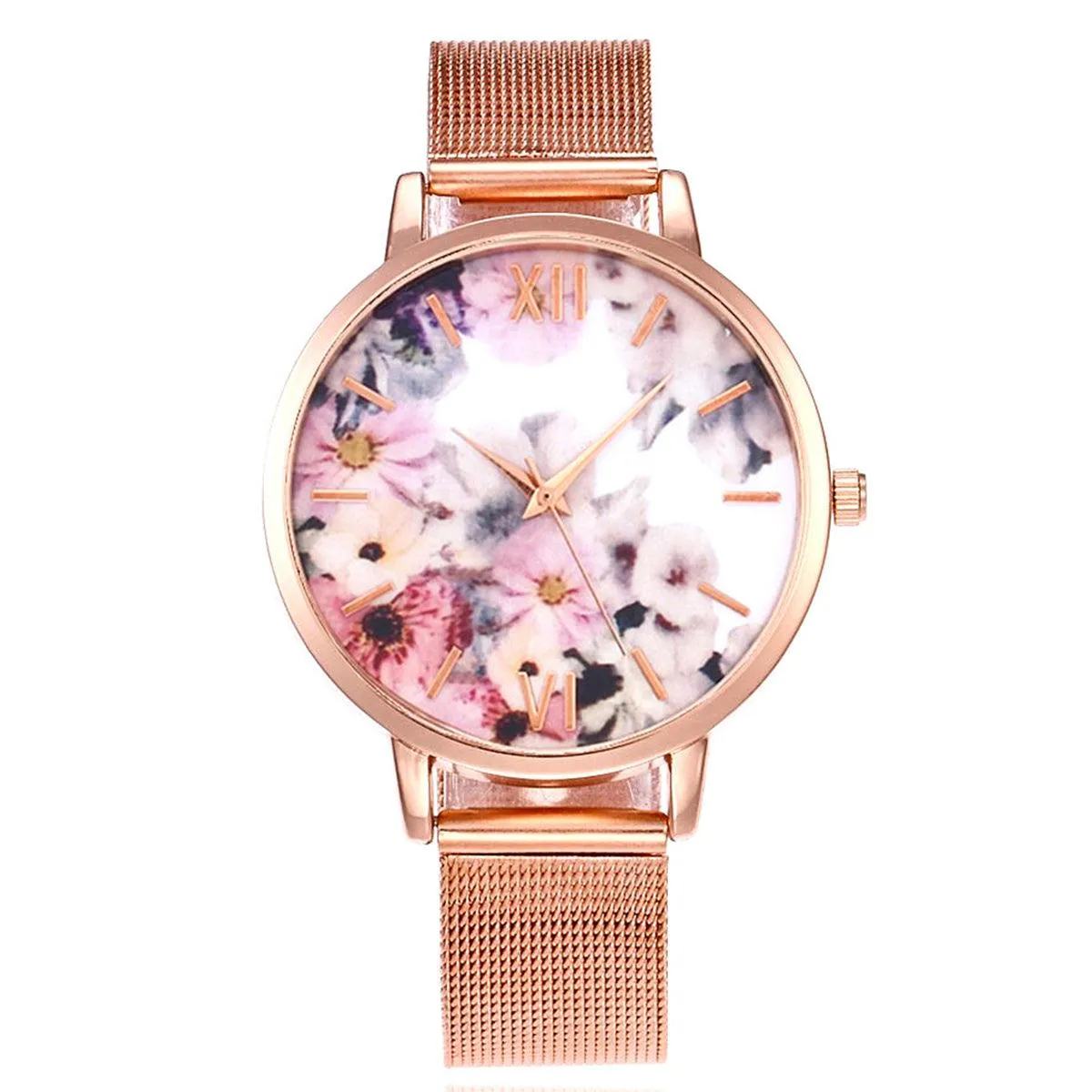 FLORAL & FRIENDS METAL MESH BAND WATCH