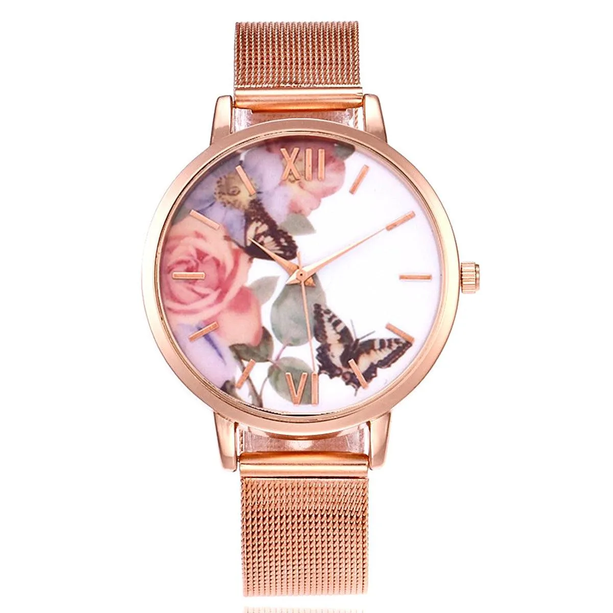 FLORAL & FRIENDS METAL MESH BAND WATCH