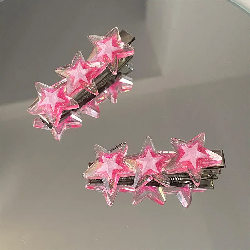 Glitter Star Hair Clips