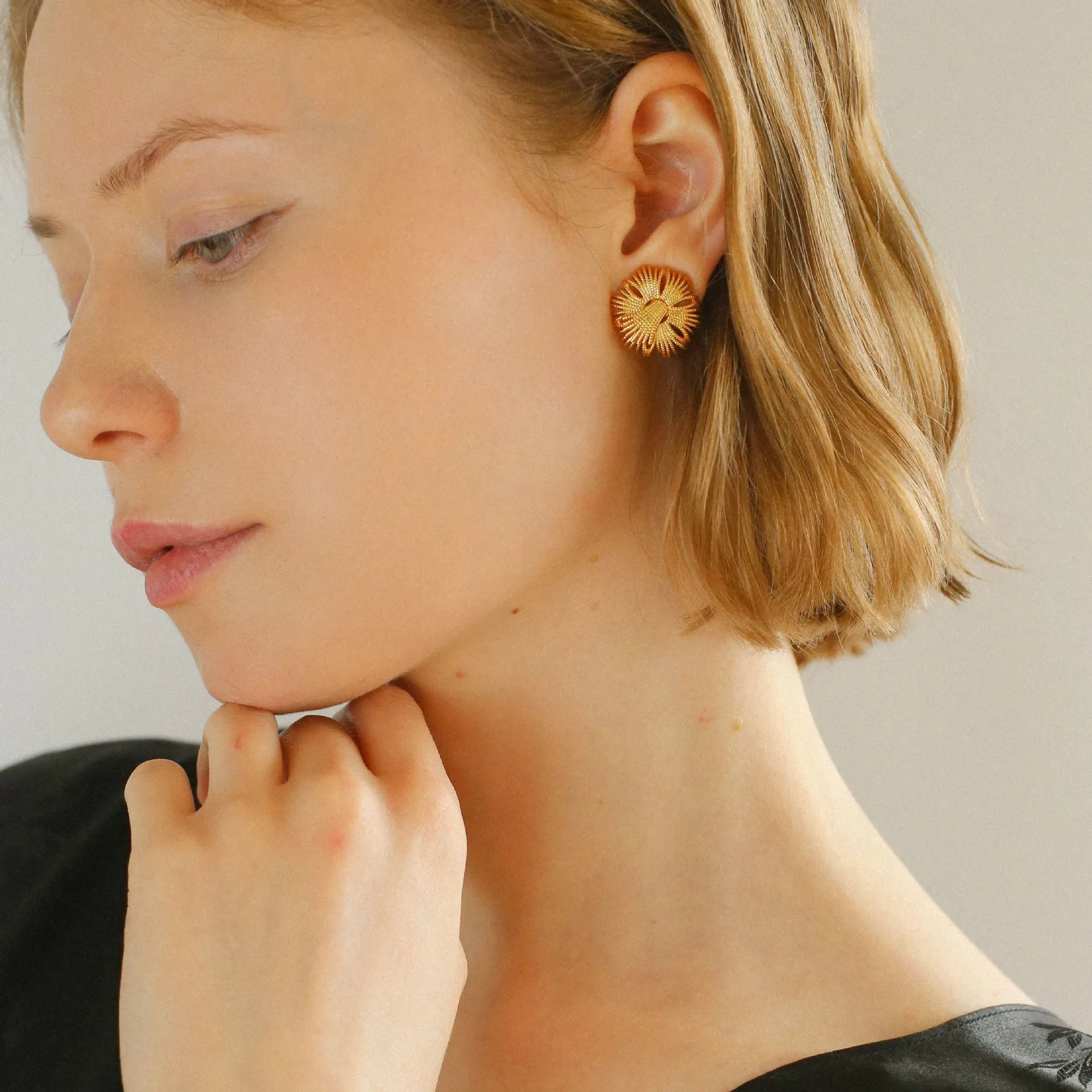 Gold Fireworks Ear Stud Earrings