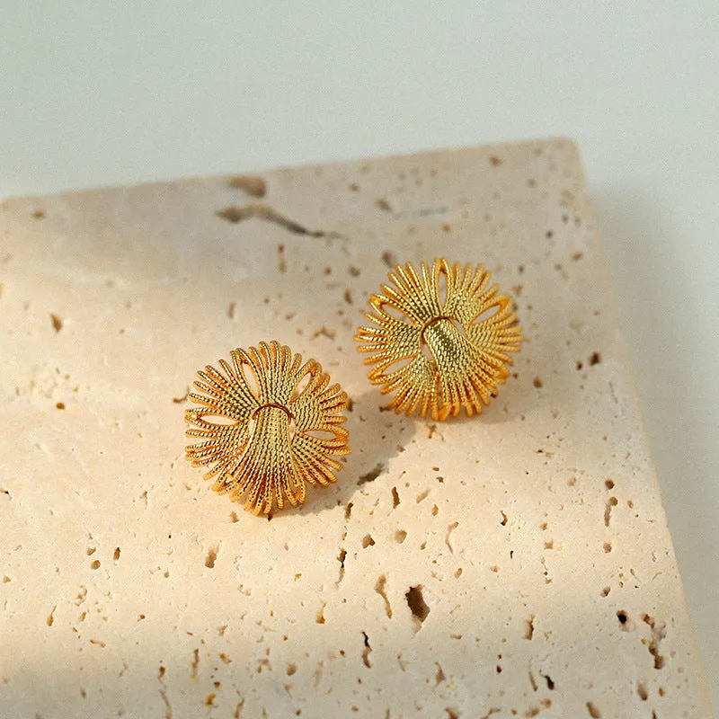 Gold Fireworks Ear Stud Earrings