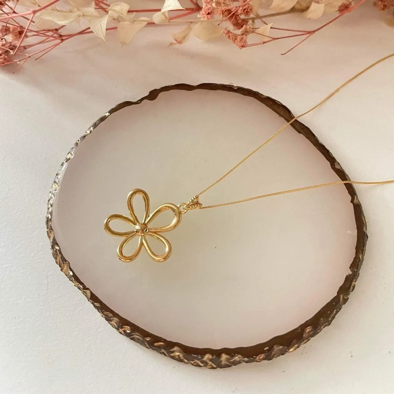 #GOLD2024 | 18K Golden Big Flower Necklace Foxtail Chain 18”