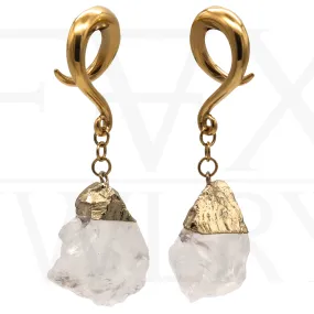 Golden Quartz Nugget Ear Weights