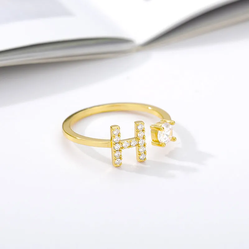 Gorgeous Stackable Alphabet Rings with Crystal Inlaid Initials - Perfect Gift for Women & Girls!