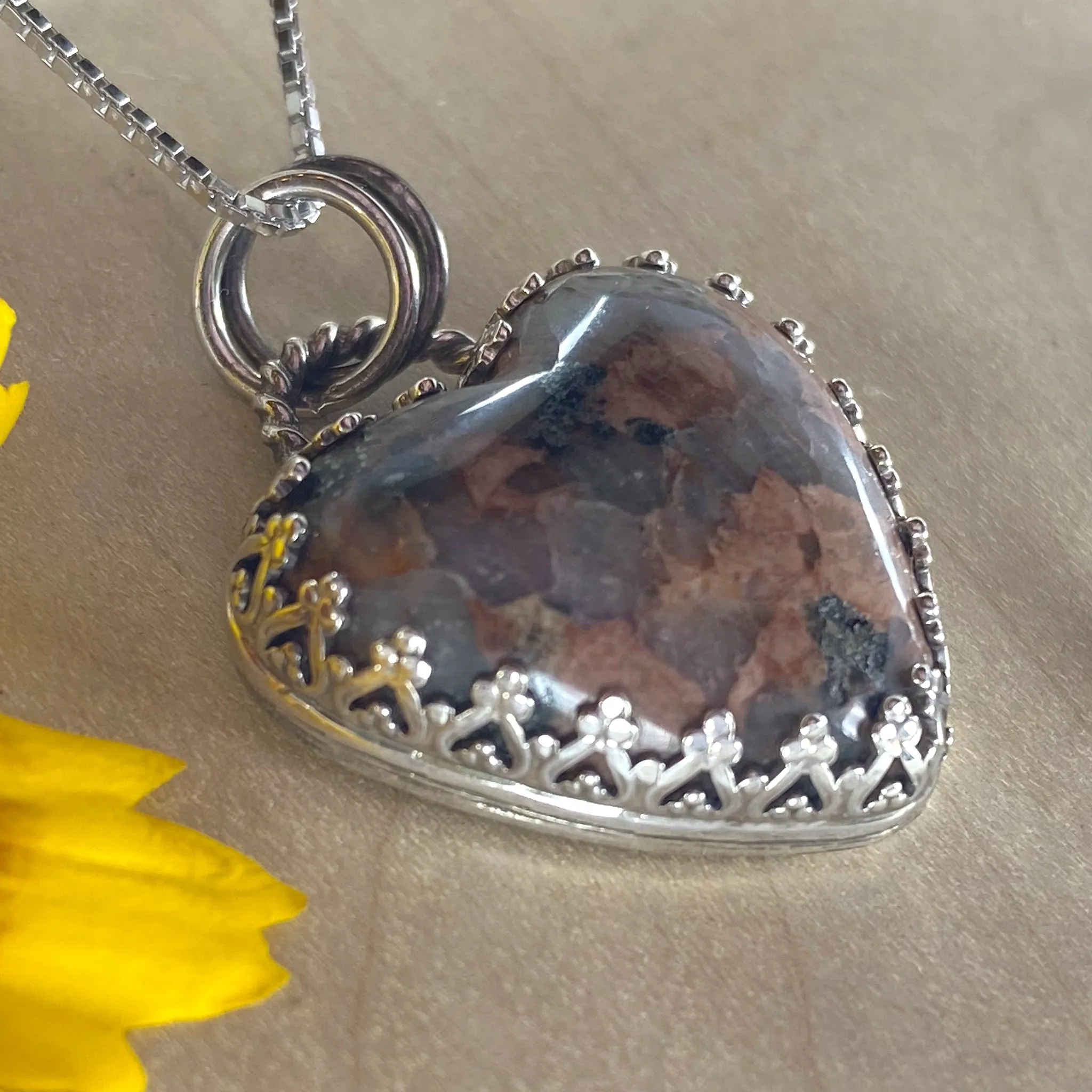 Granite Heart Pendant Necklace