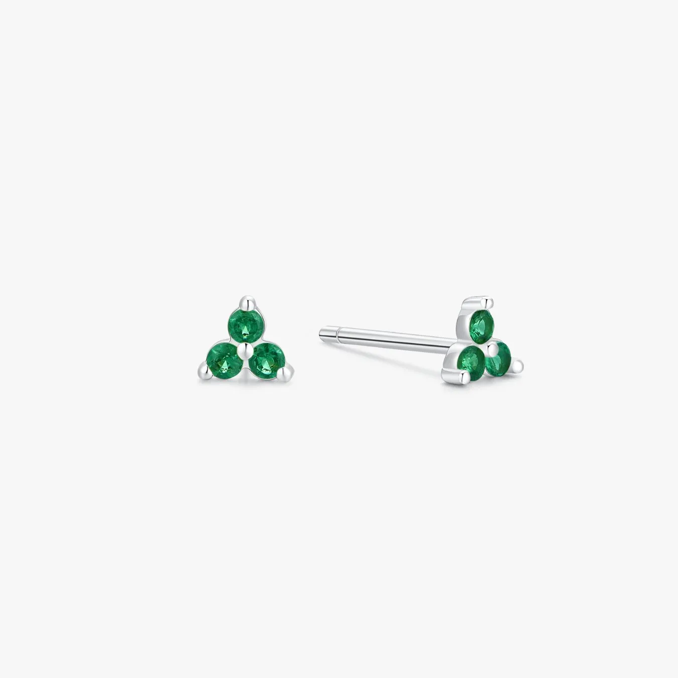 Green Twinkle Studs in Silver