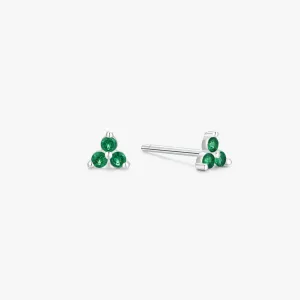 Green Twinkle Studs in Silver