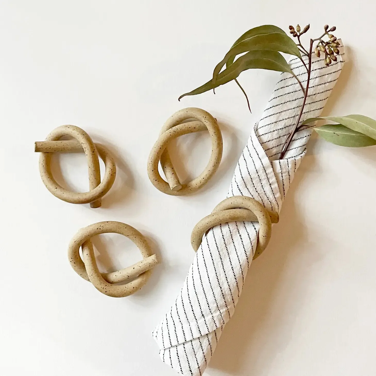 Handmade Ceramic Knot Napkin Rings (Set of 4)