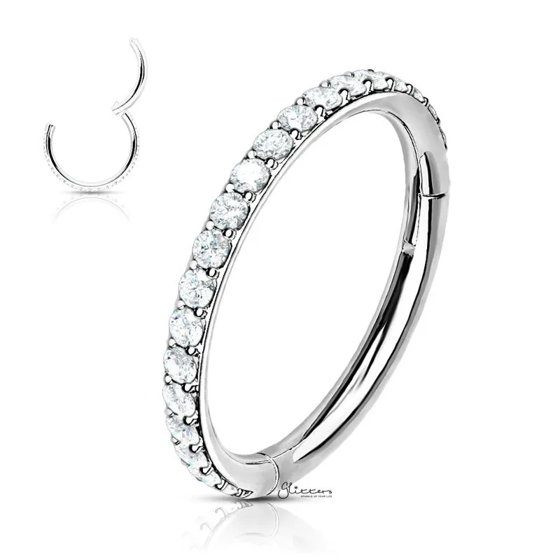 High Quality Precision CZ Paved Hinged Segment Hoop Rings - Silver | Gold | Rose Gold