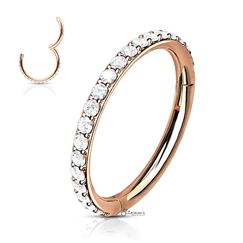 High Quality Precision CZ Paved Hinged Segment Hoop Rings - Silver | Gold | Rose Gold