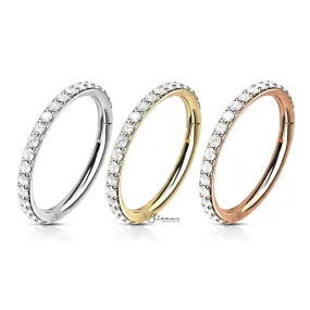 High Quality Precision CZ Paved Hinged Segment Hoop Rings - Silver | Gold | Rose Gold