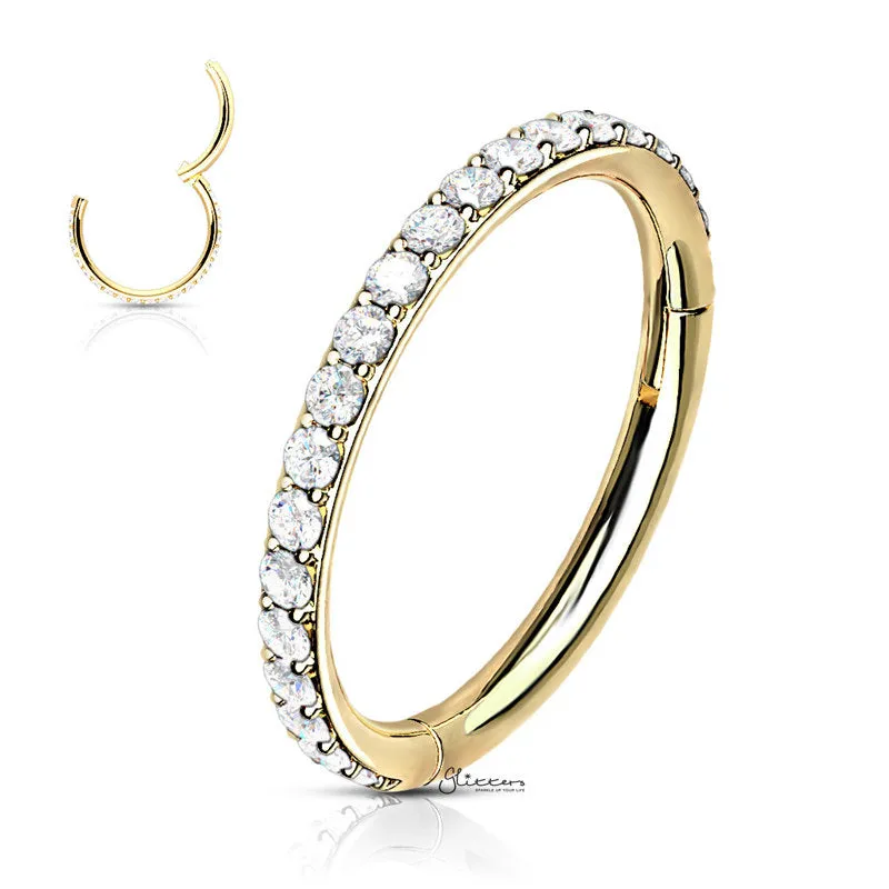 High Quality Precision CZ Paved Hinged Segment Hoop Rings - Silver | Gold | Rose Gold