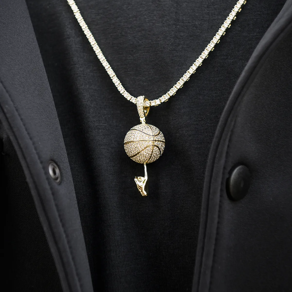 Iced Basketball Pendant