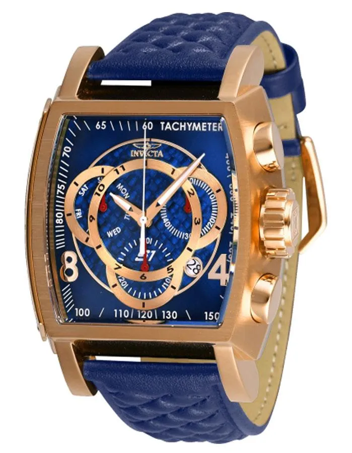 INVICTA S1 Rally Mens Watch - Rose Gold-Tone - Chronograph - Date - Blue Leather