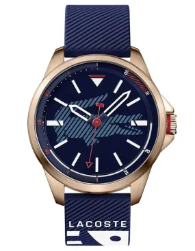 Lacoste Mens Capbreton Watch - Rose Gold-tone - Blue Dial - Blue Silicone Strap