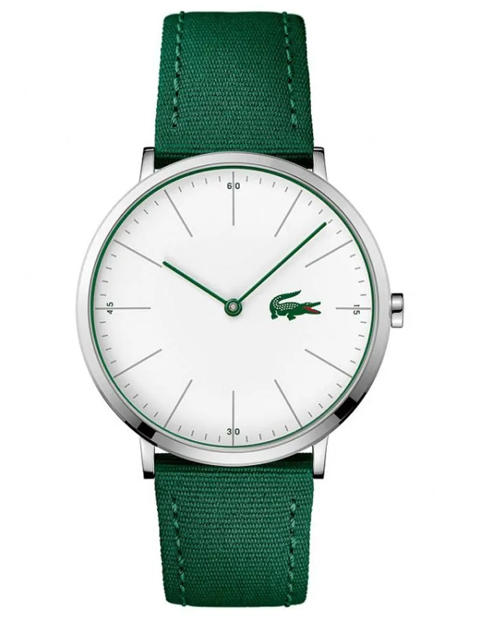 Lacoste Mens Ultra Slim Moon Casual Watch - Stainless Steel - Green Nylon Band