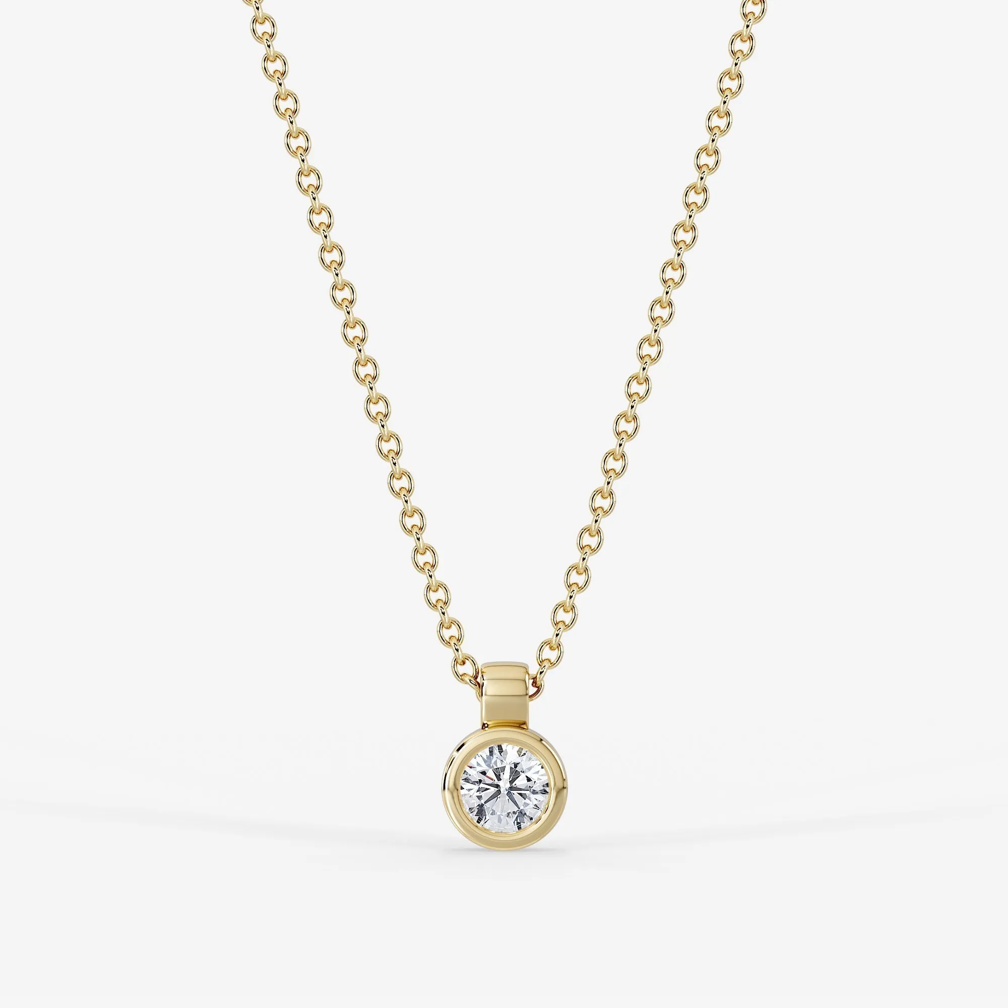 Luna Bezel Solitaire Necklace 18K Yellow Gold