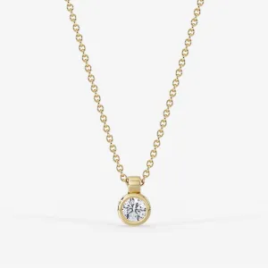 Luna Bezel Solitaire Necklace 18K Yellow Gold