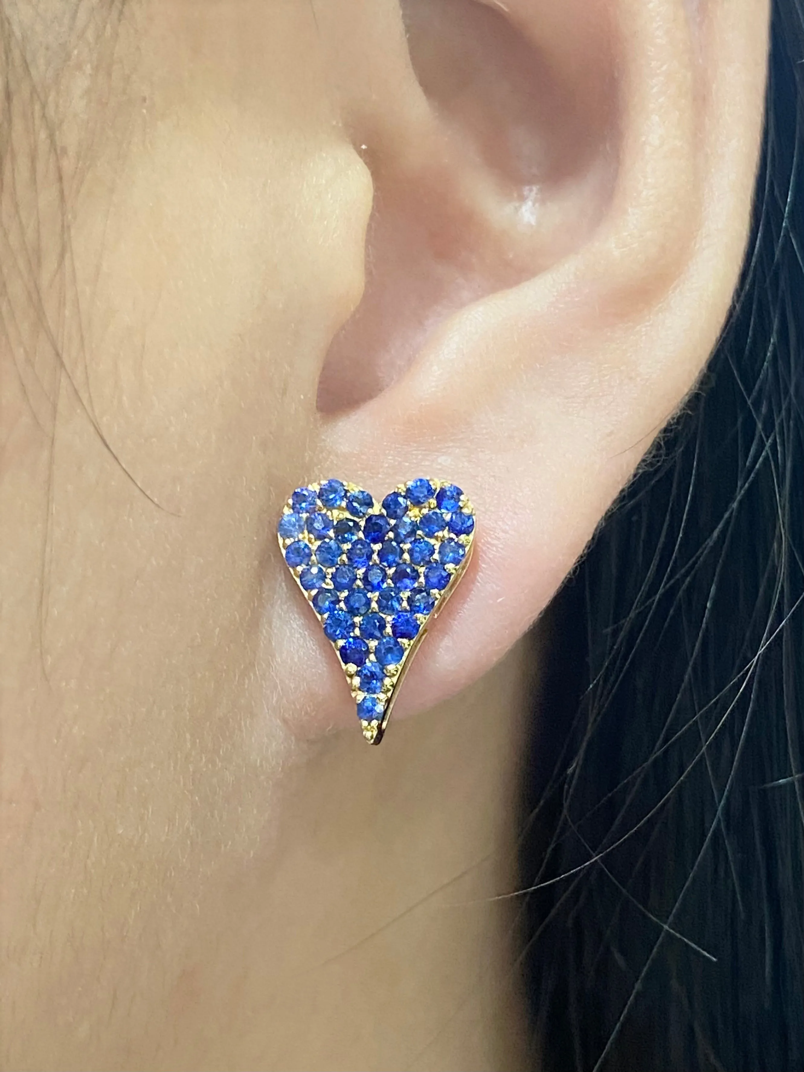 #LVNA2024 | Blue Sapphire Heart Stud Gemstones Diamond Earrings 18kt