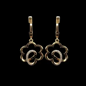 #LVNA2024 | Golden Twist Leaf Floral Dangling Diamond Earrings 18kt