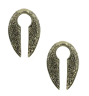 Narrow Filigree Keyhole Brass Ear Weights