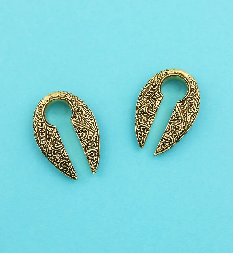 Narrow Filigree Keyhole Brass Ear Weights