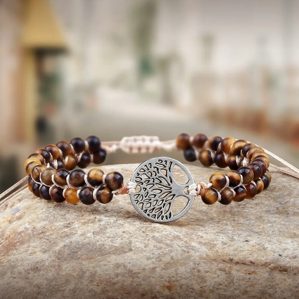 Natural Tiger Eye Tree Of Life Bracelet