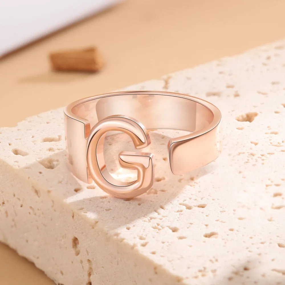 New Customized 26 Initial Letter Rings for Women Personalized Open Ring Mothers Day Anniversary Friendship Gifts