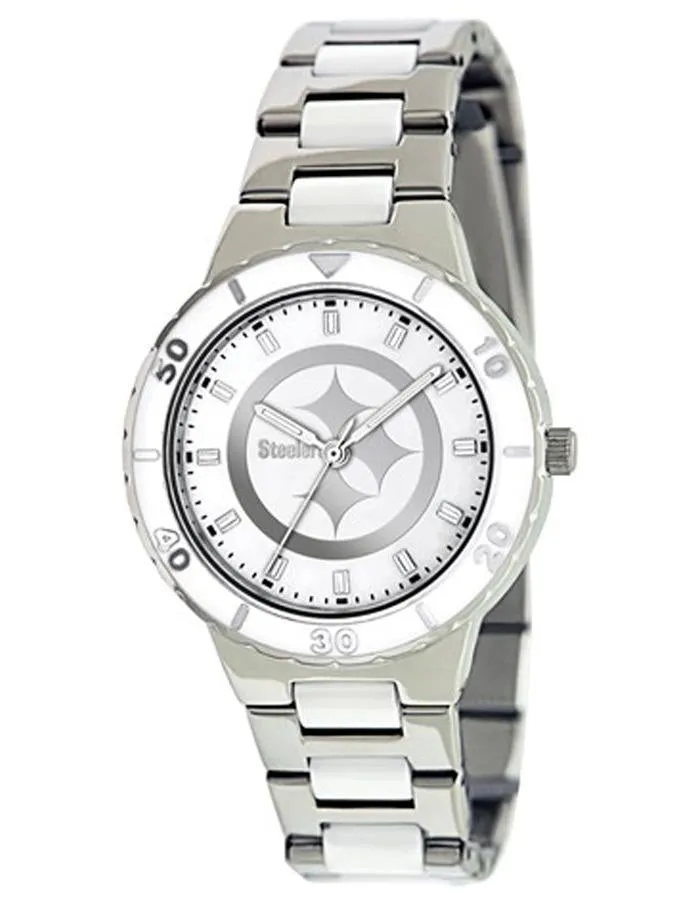 NFL Womens Pittsburgh Steelers Mother of Pearl Watch - Stainless - Bracelet