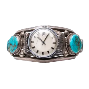 Old Pawn Blue Gem Turquoise Watch Cuff | Artisan Handmade