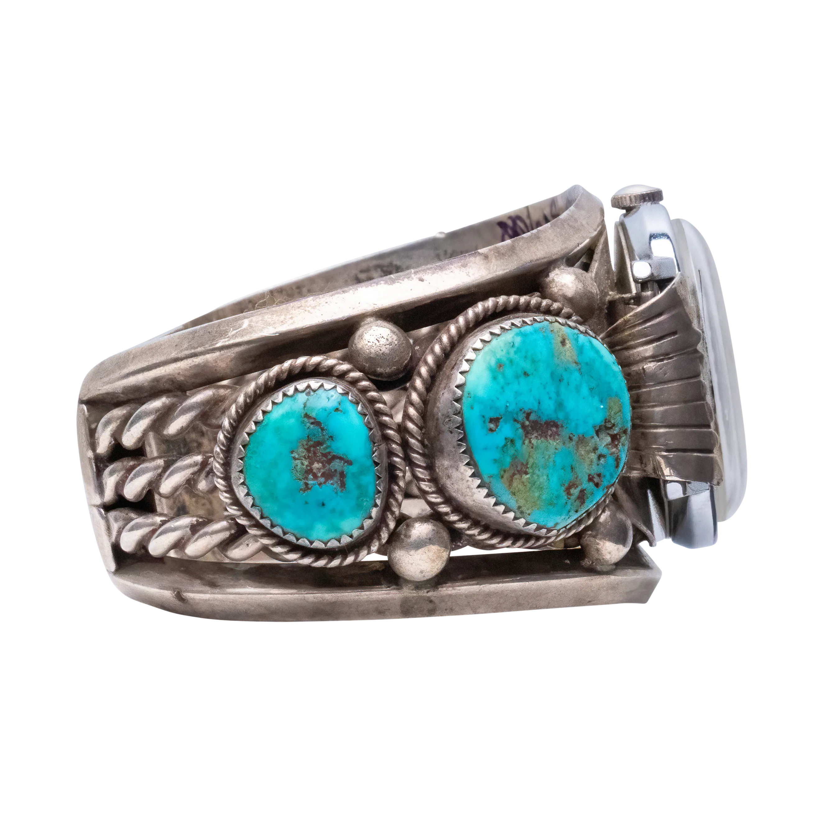 Old Pawn Blue Gem Turquoise Watch Cuff | Artisan Handmade