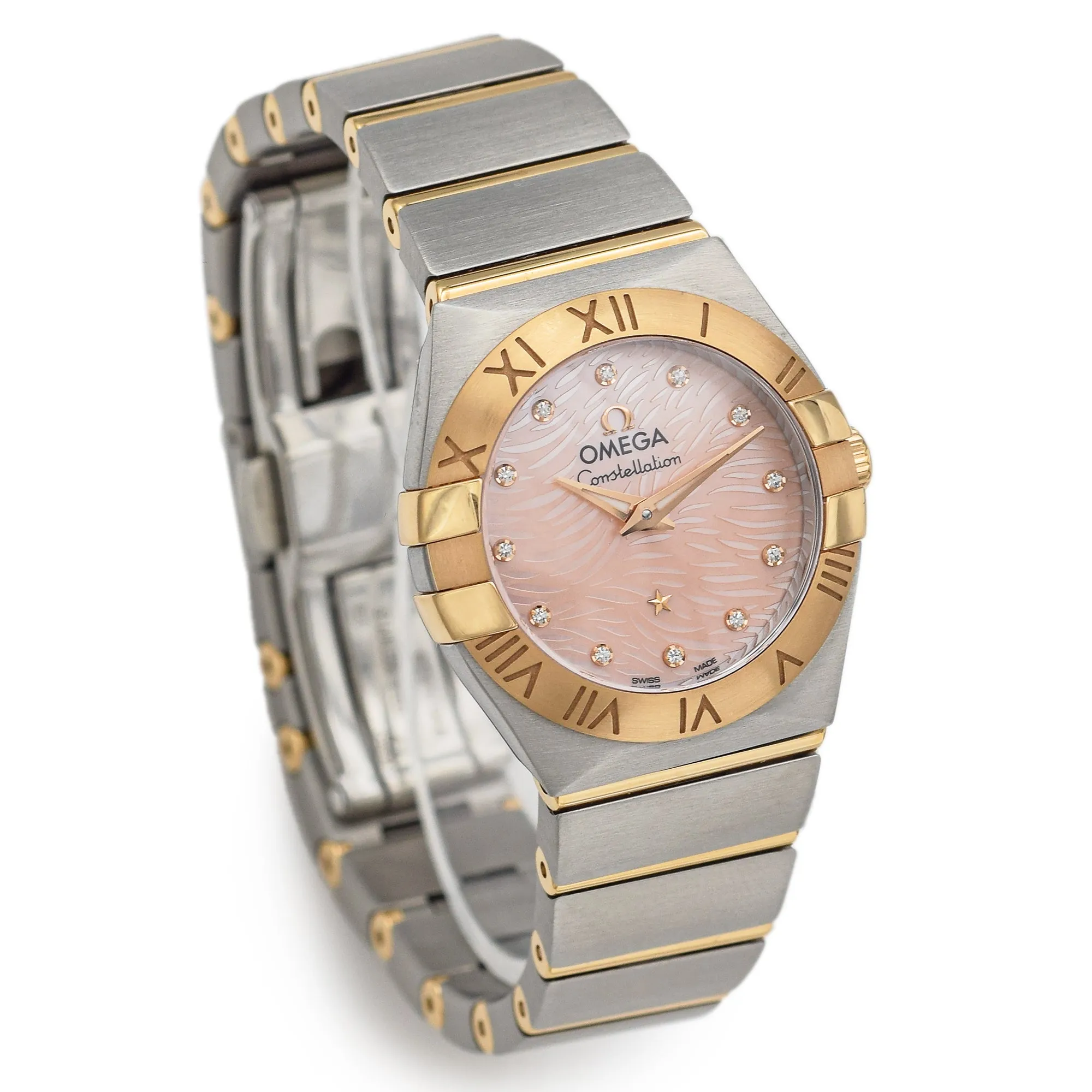 Omega Constellation SS / 18K Gold MOP & Diamond Dial Quartz Women's Watch 24 mm