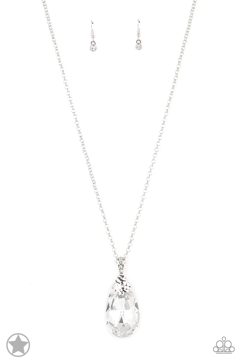 Paparazzi Necklace ~ Spellbinding Sparkle - White Blockbuster Necklace