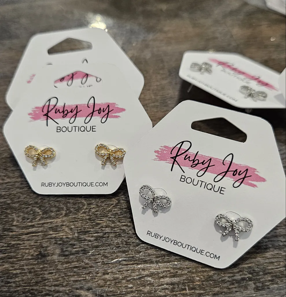 Pave Bow Stud Earrings