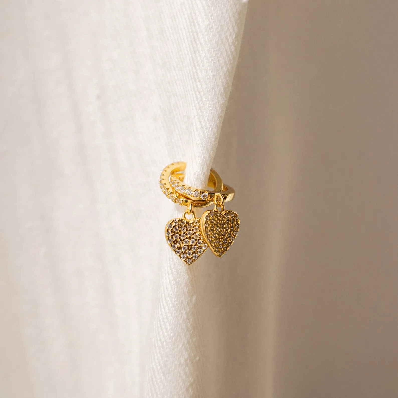 Pave Heart Ear Cuffs