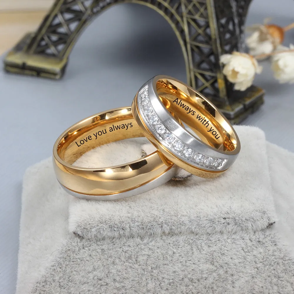 Personalized Couple Rings With Zirconia For Women And Men