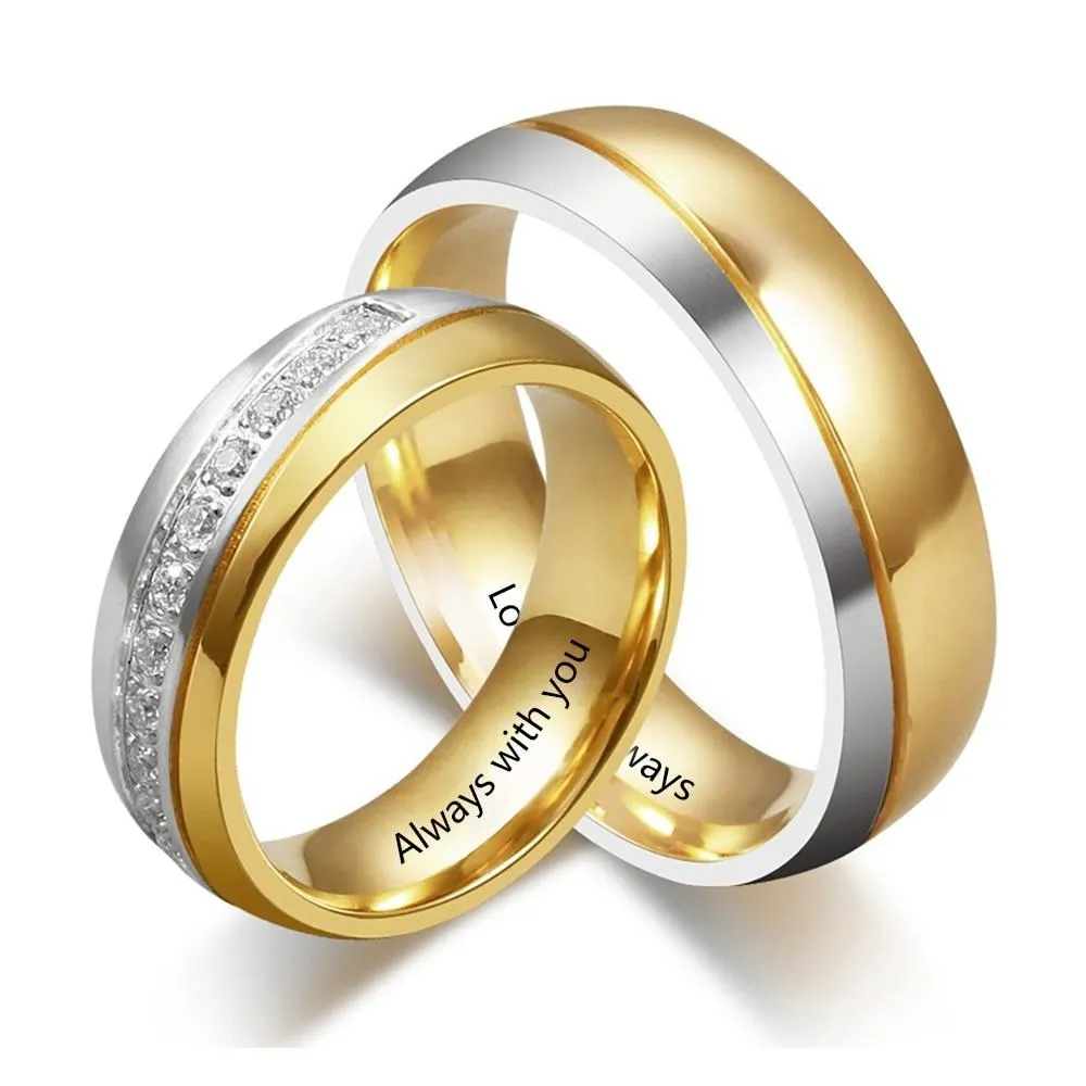 Personalized Couple Rings With Zirconia For Women And Men