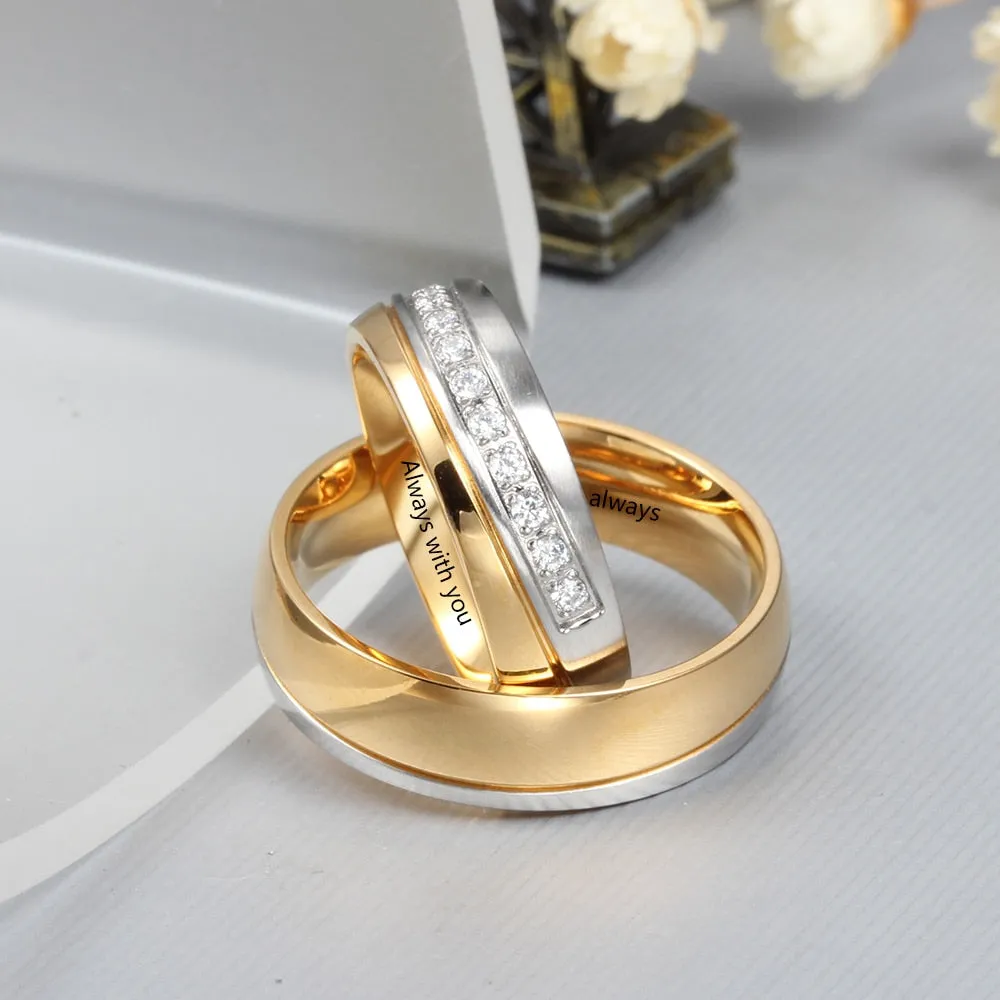 Personalized Couple Rings With Zirconia For Women And Men