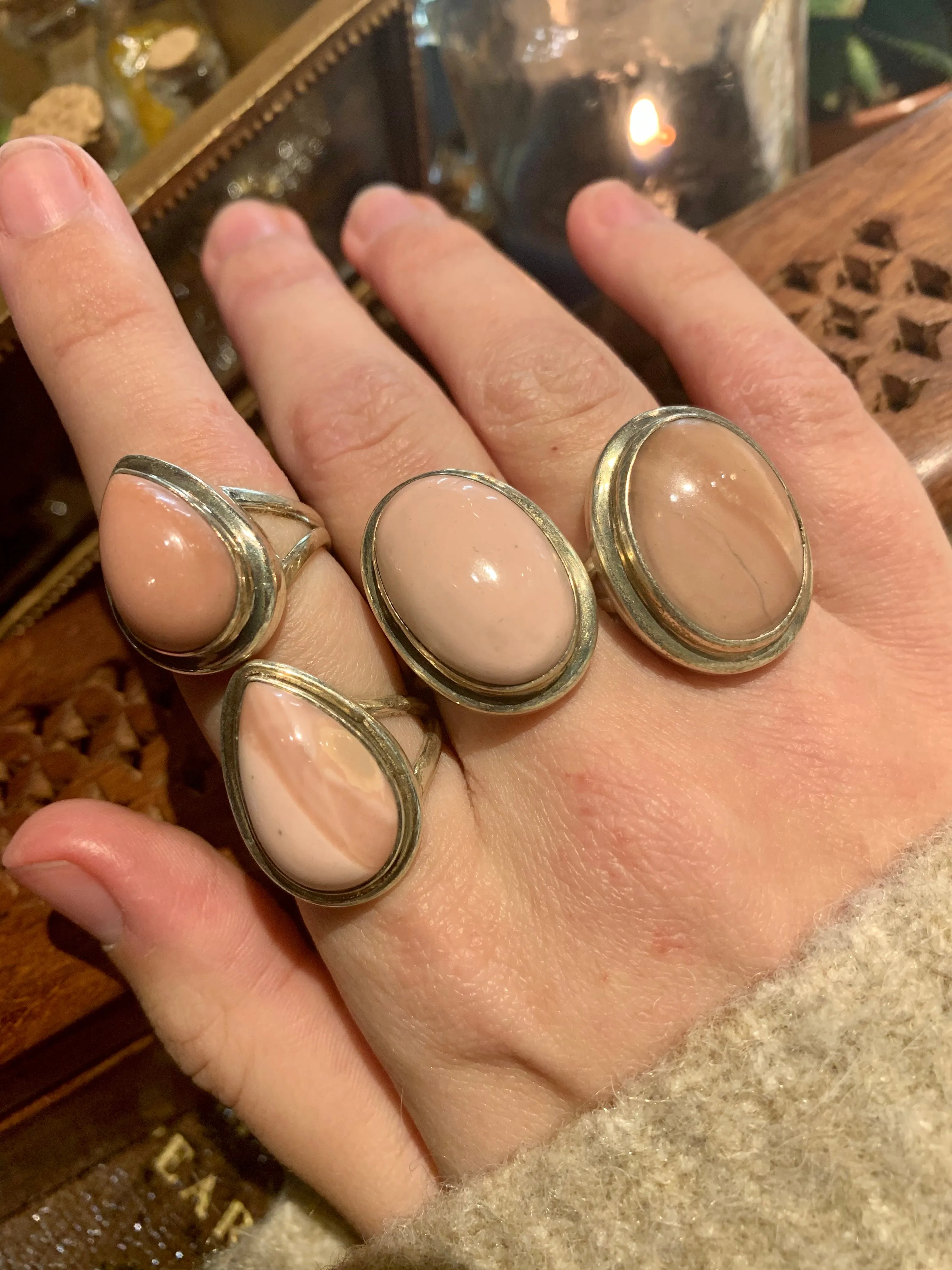 Pink Opal Drop / Oval Ari Rings (One of a kind)