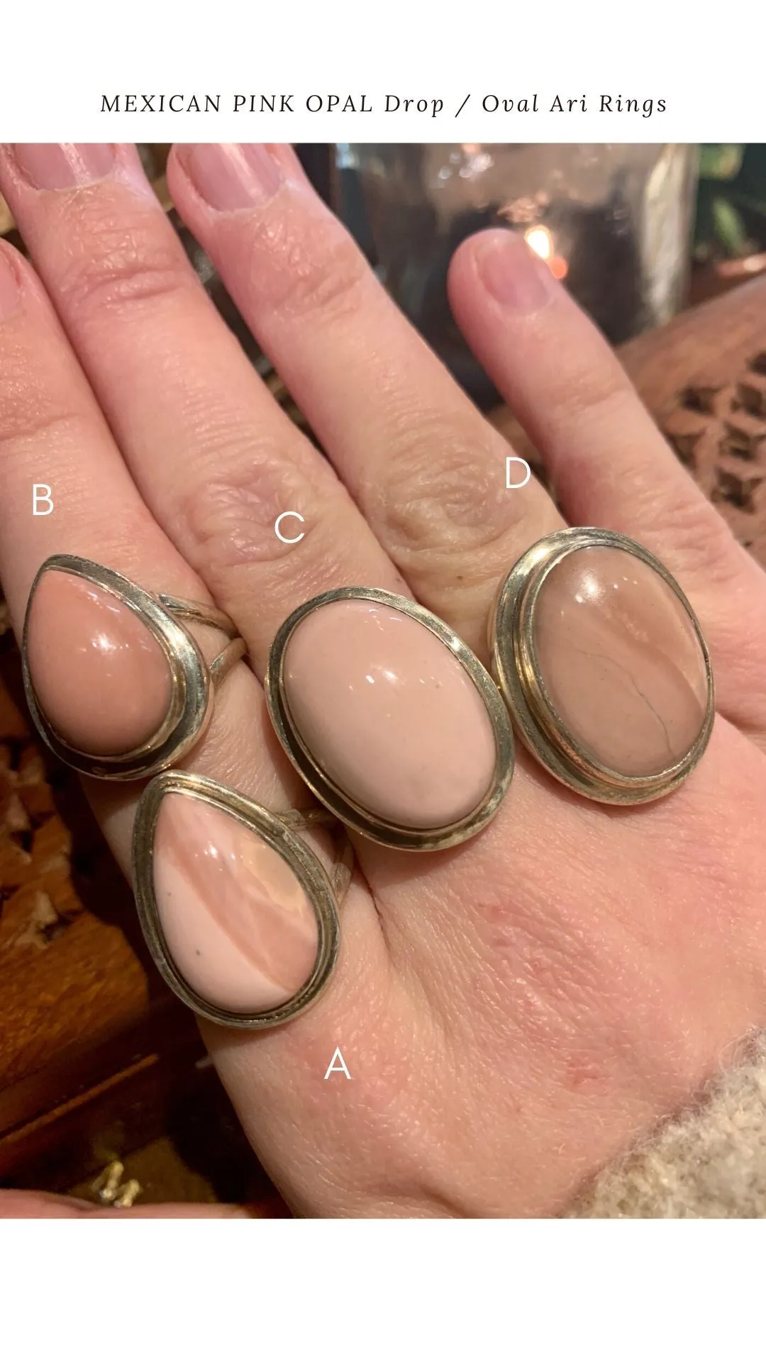 Pink Opal Drop / Oval Ari Rings (One of a kind)