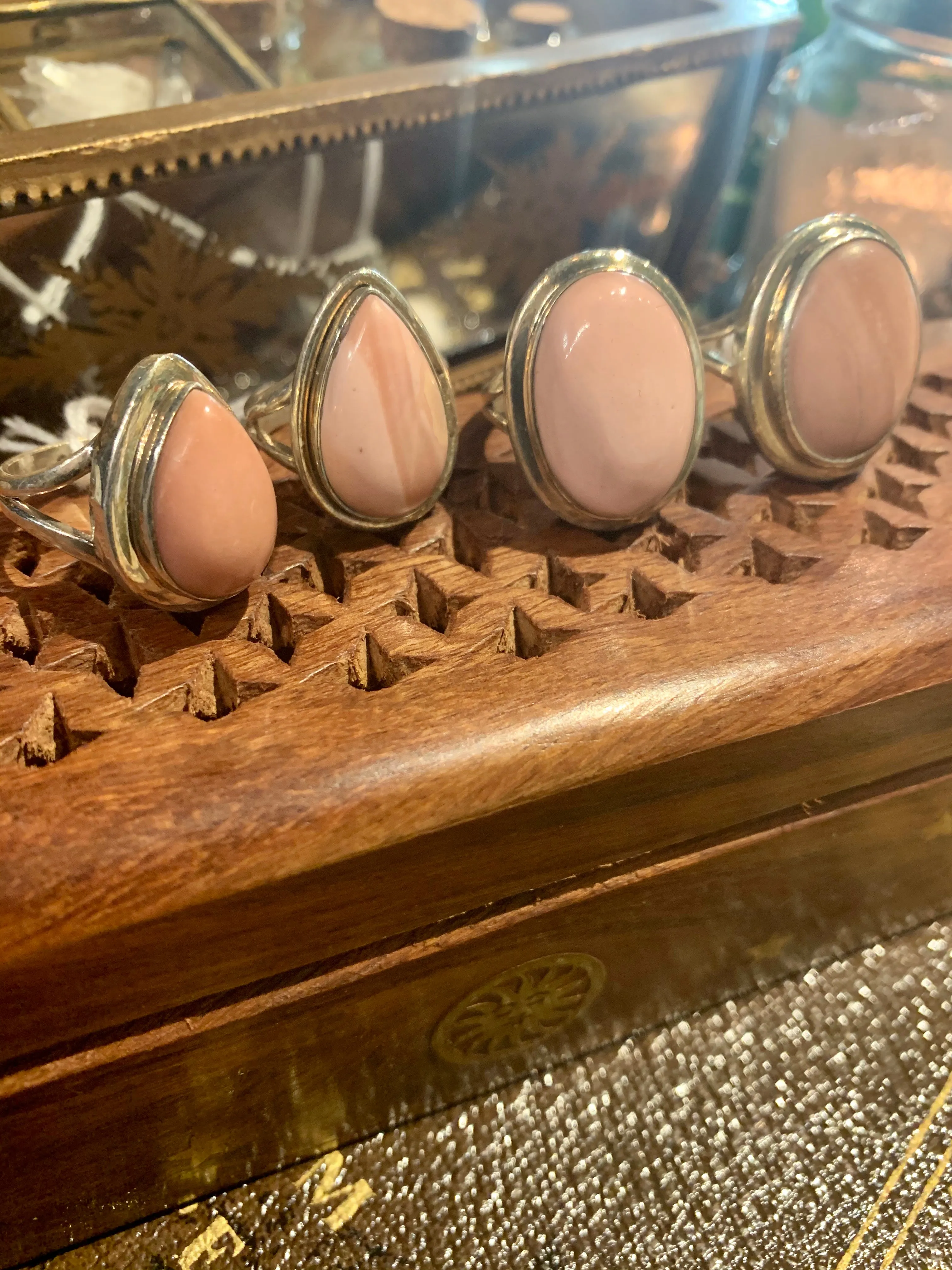 Pink Opal Drop / Oval Ari Rings (One of a kind)