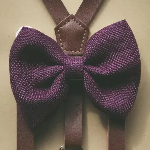 Plum Burlap Bow Tie