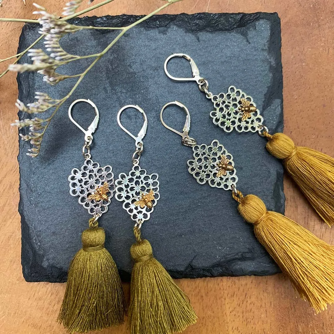 Queen Bee - Tassel Drop Earrings