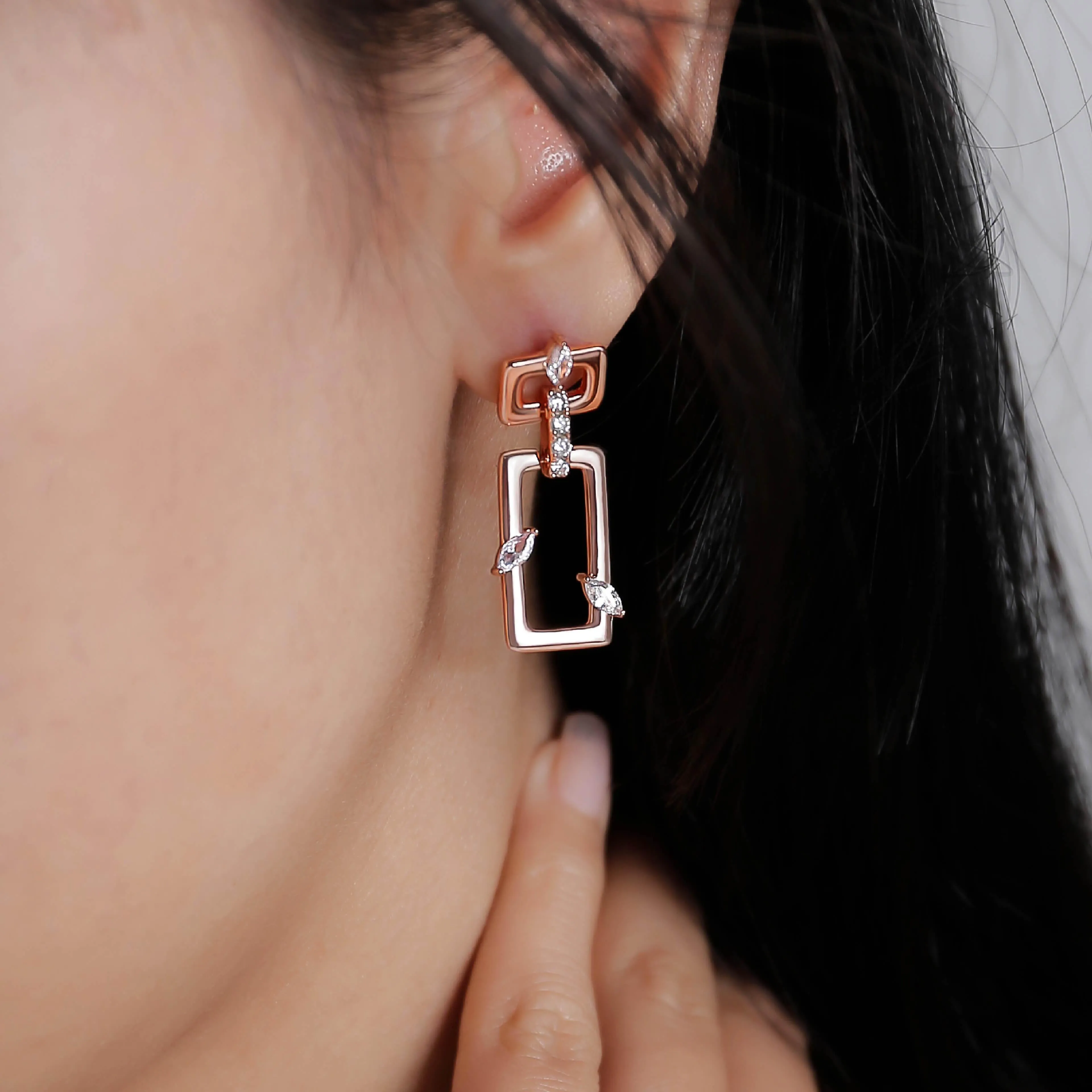 Rectangular Earrings Jasmine Breeze Collection Designed by Golnaz Niazmand